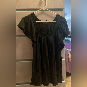 Black floral ruffled shirt